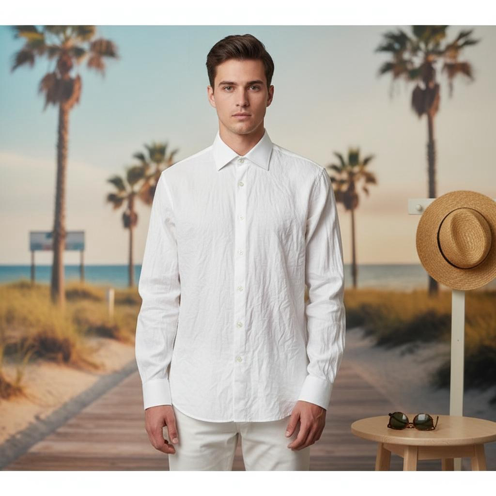 Men's Thomas Pink White Dress Shirt Neck 17.5